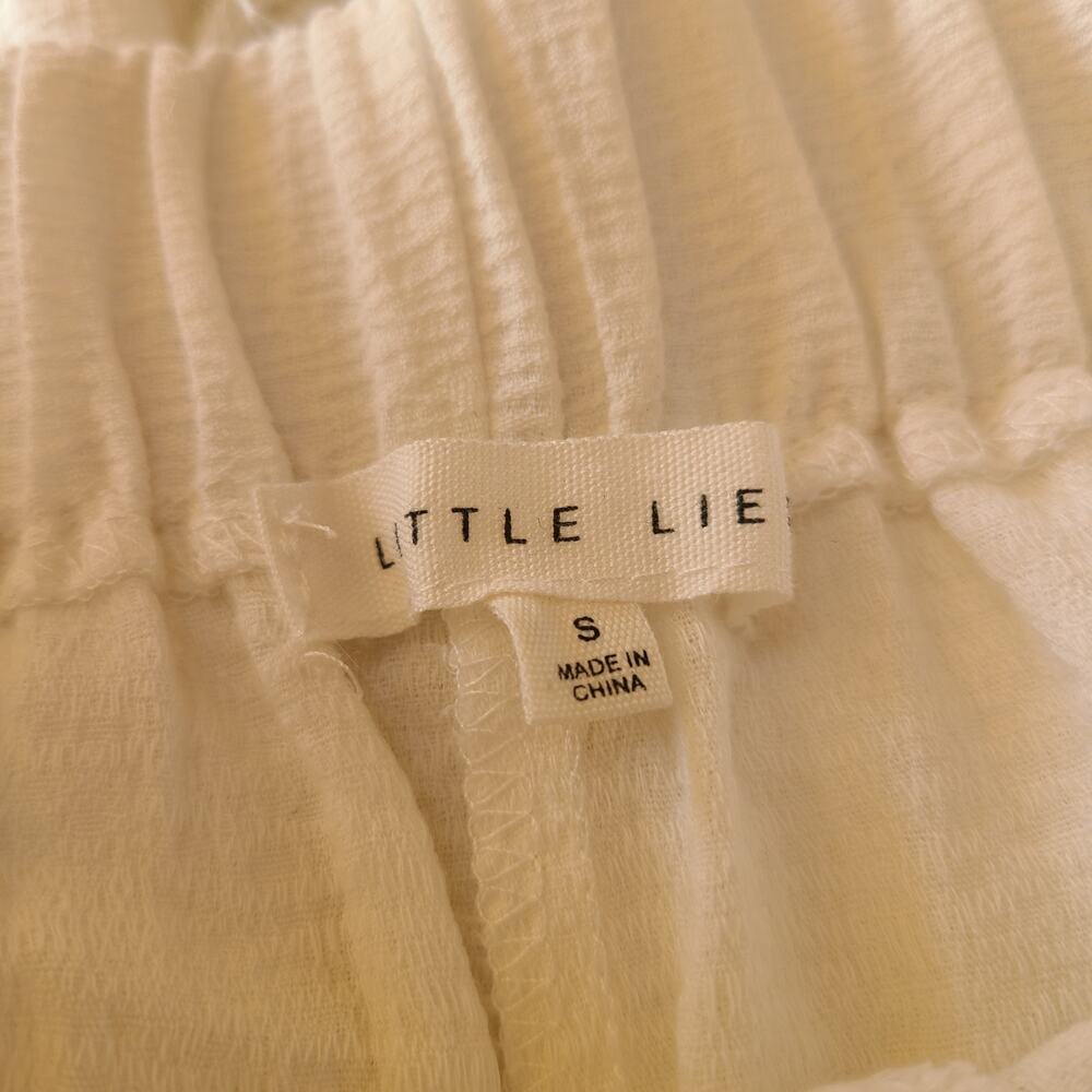 Anthropologie x Little Lies Peony Textured Pants Coastal White S Beachy Boho - Picture 4 of 4